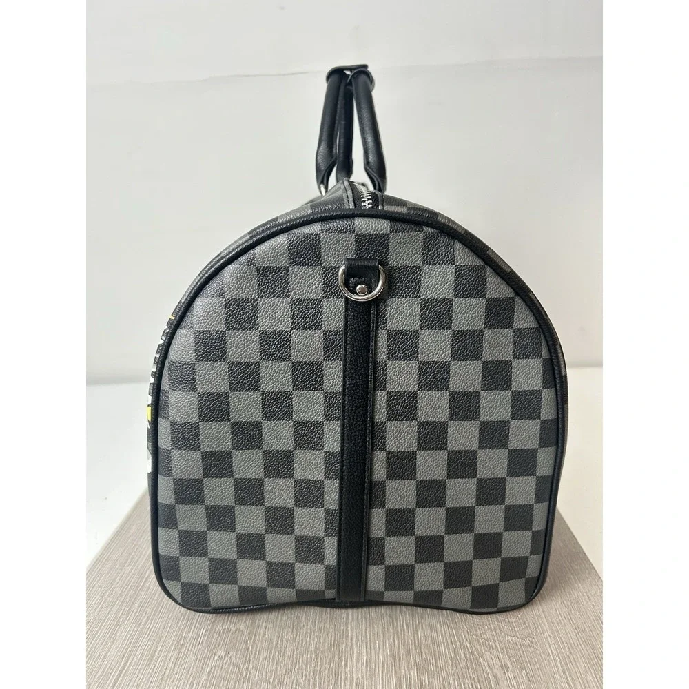 Ed Hardy Checked Duffle Weekender Travel Bag 'Brave Hearts Stay True'